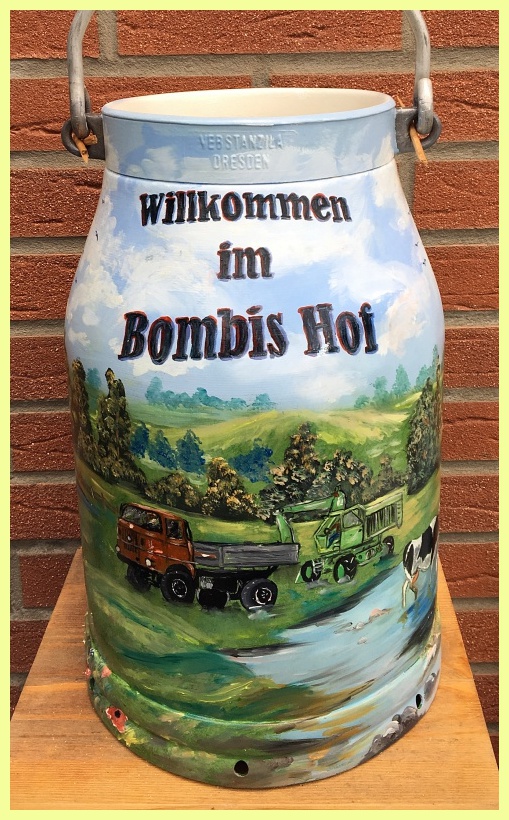 bemalte Milchkanne - Bombis Hof - Malerin Petra Rick 2018 - Oel